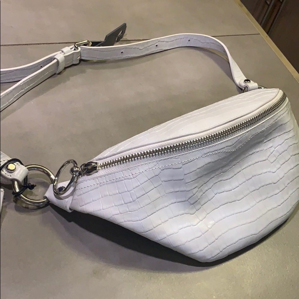 White fanny pack croc faux